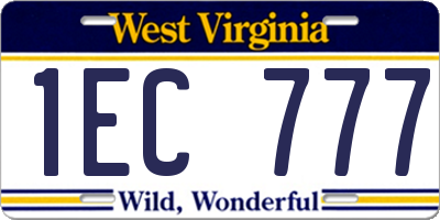 WV license plate 1EC777