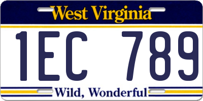 WV license plate 1EC789
