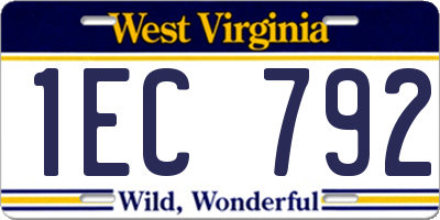 WV license plate 1EC792