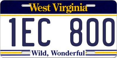 WV license plate 1EC800
