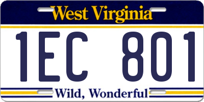 WV license plate 1EC801