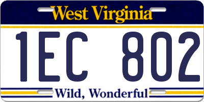 WV license plate 1EC802