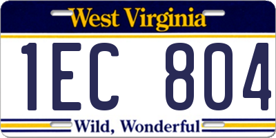 WV license plate 1EC804