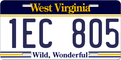 WV license plate 1EC805