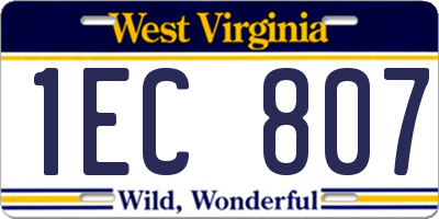 WV license plate 1EC807