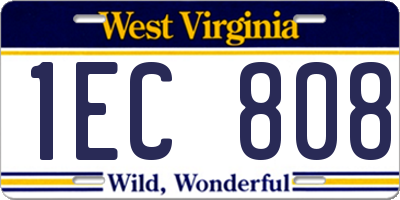 WV license plate 1EC808