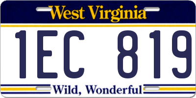 WV license plate 1EC819