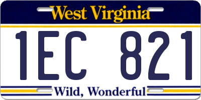 WV license plate 1EC821