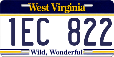 WV license plate 1EC822