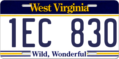 WV license plate 1EC830