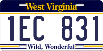 WV license plate 1EC831
