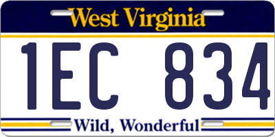 WV license plate 1EC834