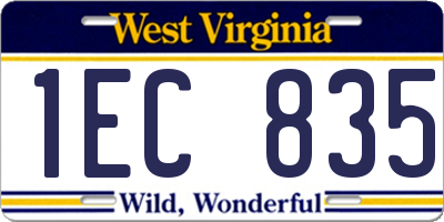 WV license plate 1EC835