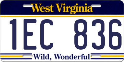 WV license plate 1EC836