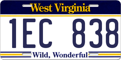WV license plate 1EC838