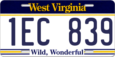 WV license plate 1EC839