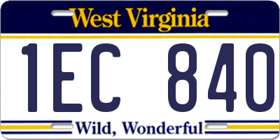 WV license plate 1EC840
