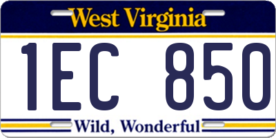 WV license plate 1EC850