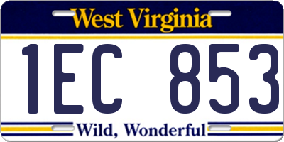 WV license plate 1EC853