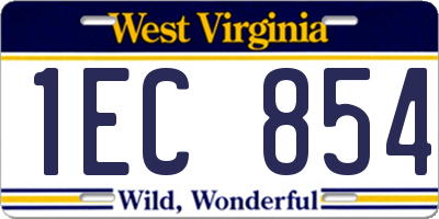 WV license plate 1EC854