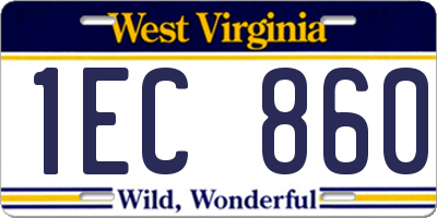 WV license plate 1EC860