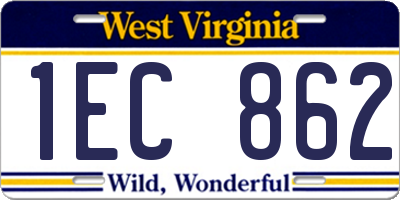 WV license plate 1EC862