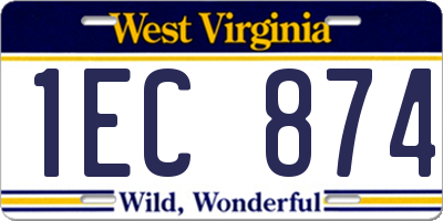 WV license plate 1EC874