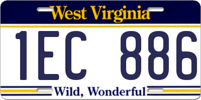 WV license plate 1EC886