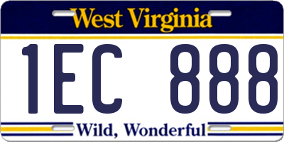 WV license plate 1EC888