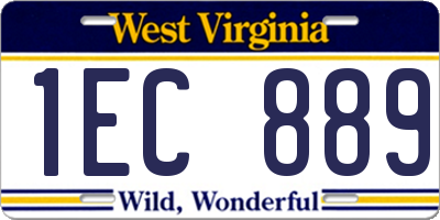 WV license plate 1EC889