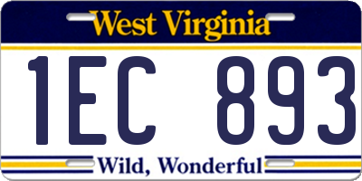 WV license plate 1EC893
