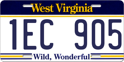 WV license plate 1EC905