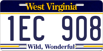 WV license plate 1EC908
