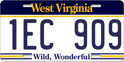 WV license plate 1EC909