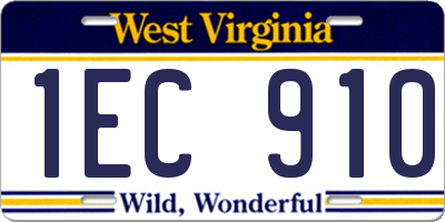 WV license plate 1EC910