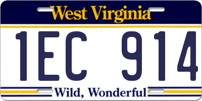 WV license plate 1EC914