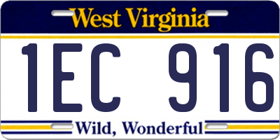 WV license plate 1EC916