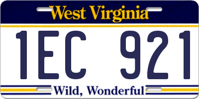 WV license plate 1EC921
