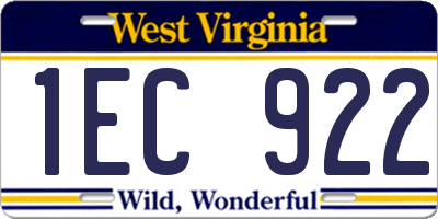 WV license plate 1EC922