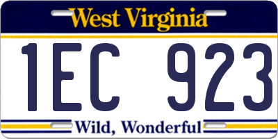 WV license plate 1EC923