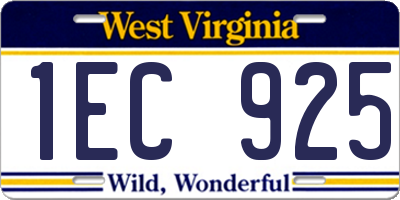 WV license plate 1EC925