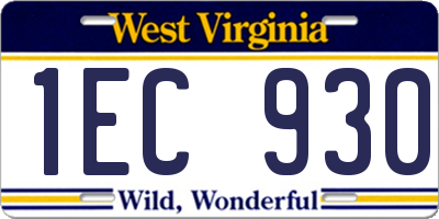WV license plate 1EC930