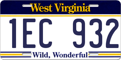WV license plate 1EC932