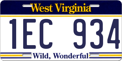 WV license plate 1EC934