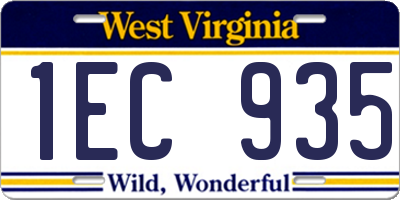 WV license plate 1EC935