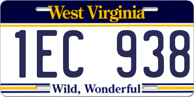 WV license plate 1EC938