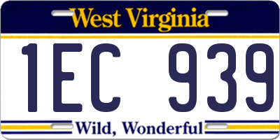 WV license plate 1EC939