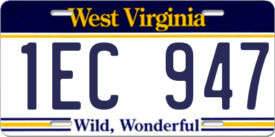 WV license plate 1EC947