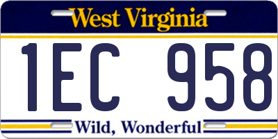 WV license plate 1EC958