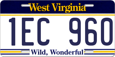 WV license plate 1EC960